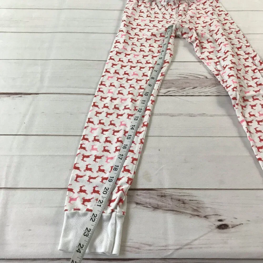 J.Crew Kids Girls Size 10 Red Prancing Reindeers White Pajama Set